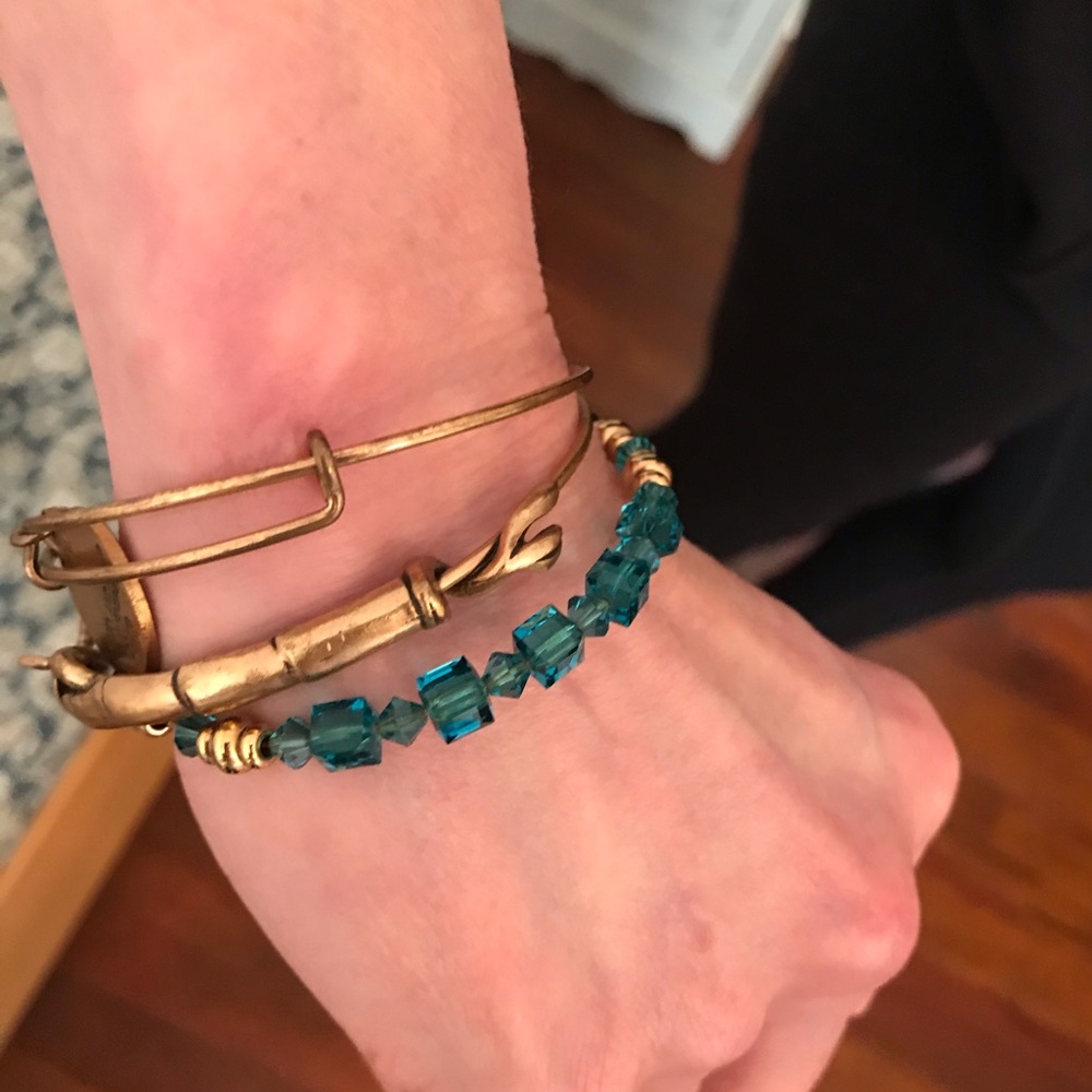 Alex & Ani bracelets turquoise and antique gold